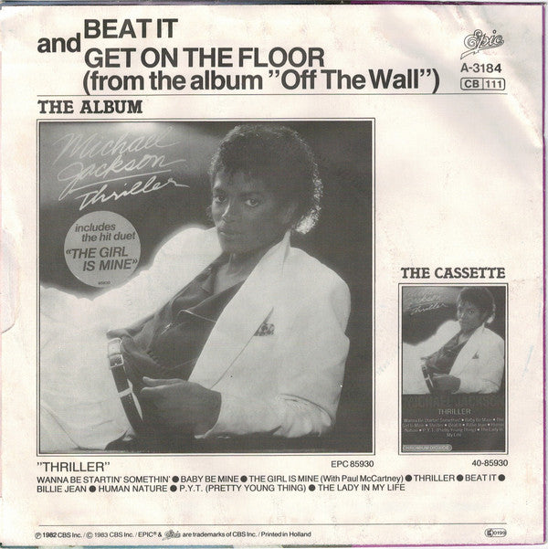 Michael Jackson : Beat It (7", Single, Blu)