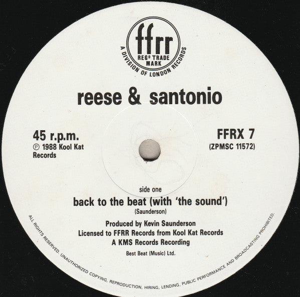Reese & Santonio : Back To The Beat (With 'The Sound') (12")