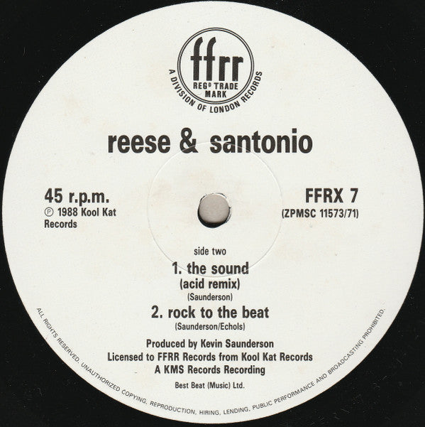 Reese & Santonio : Back To The Beat (With 'The Sound') (12")