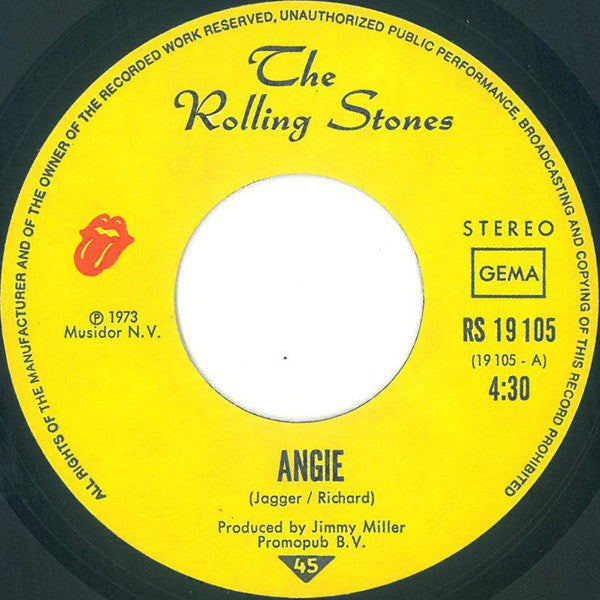 The Rolling Stones : Angie (7", Single)