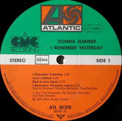 Donna Summer : I Remember Yesterday (LP, Album, P/Mixed)