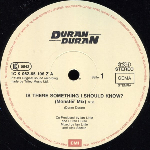 Duran Duran : Is There Something I Should Know? (Monster Mix) (12")