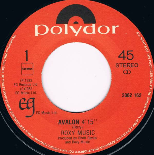 Roxy Music : Avalon (7", Single)