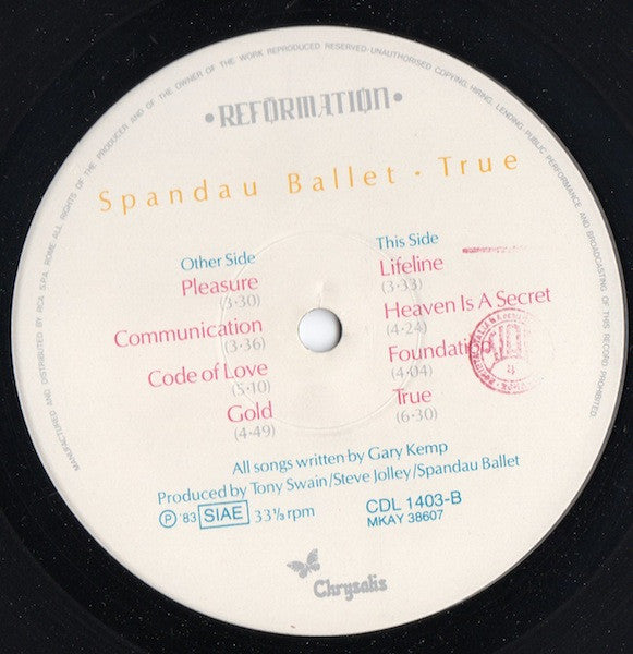 Spandau Ballet : True (LP, Album)
