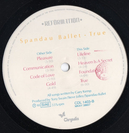 Spandau Ballet : True (LP, Album)
