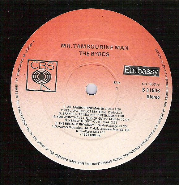 The Byrds : Mr. Tambourine Man (LP, Album, RE)