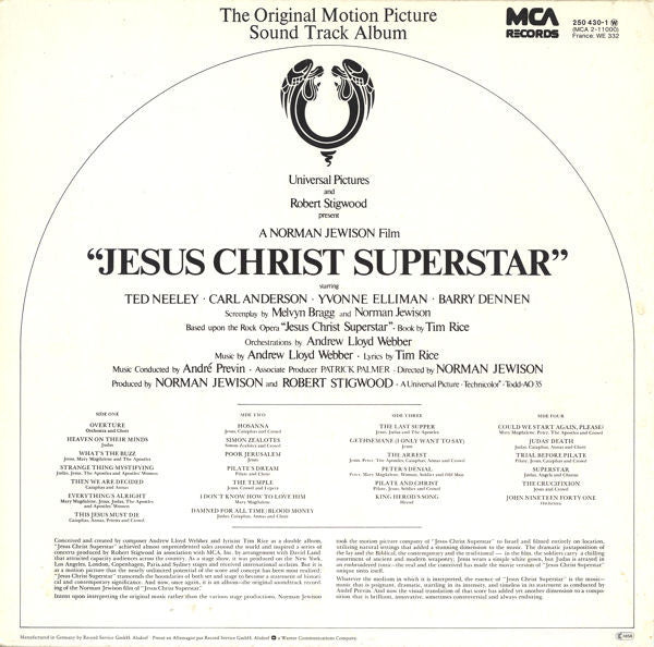 Various : Jesus Christ Superstar (The Original Motion Picture Sound Track Album) (2xLP, Album, RE)