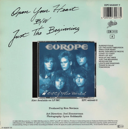 Europe (2) : Open Your Heart (7", Single)
