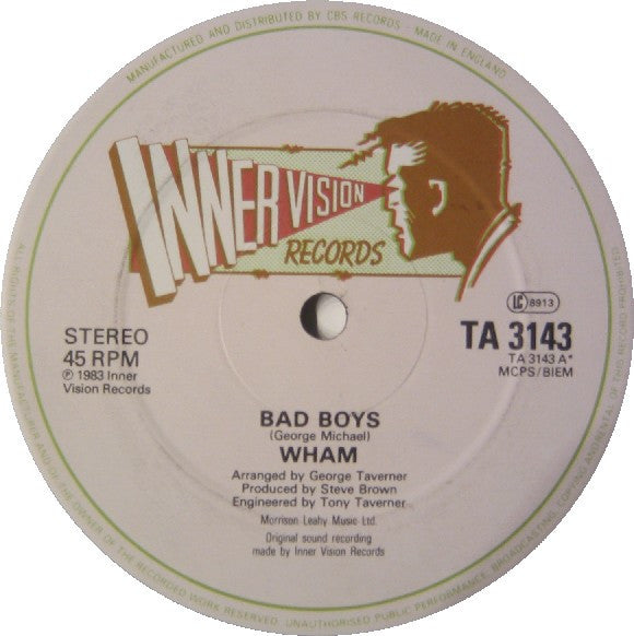 Wham! : Bad Boys (12", Single)