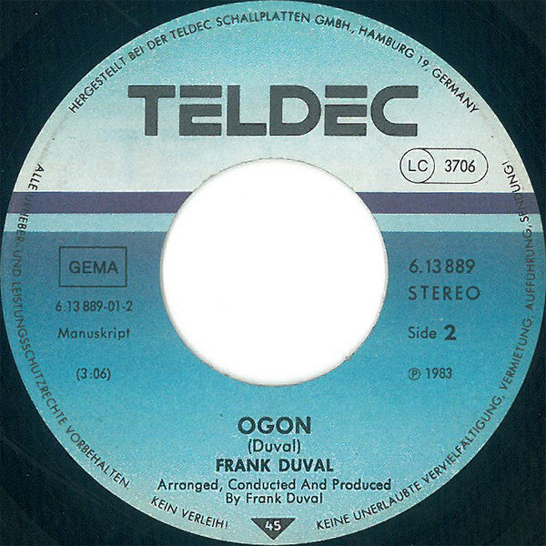 Frank Duval : Give Me Your Love / Ogon (7", Single)