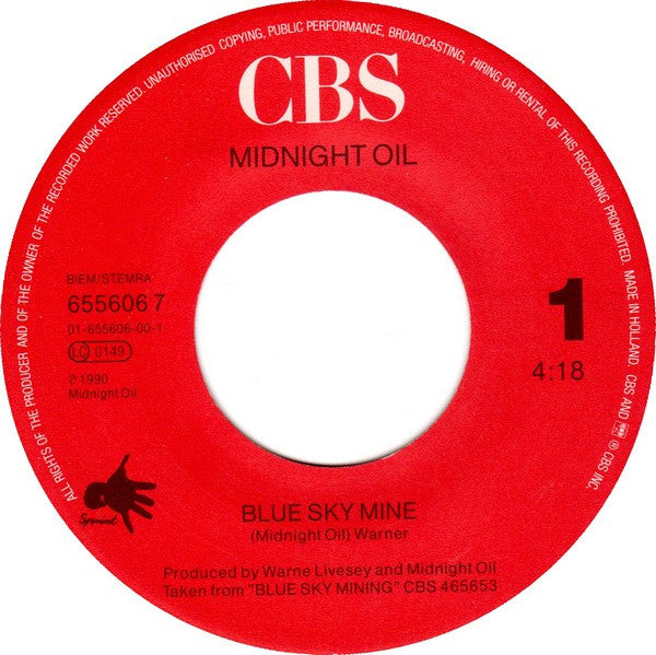 Midnight Oil : Blue Sky Mine (7", Single)