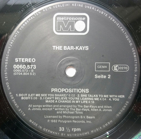 Bar-Kays : Propositions (LP, Album)