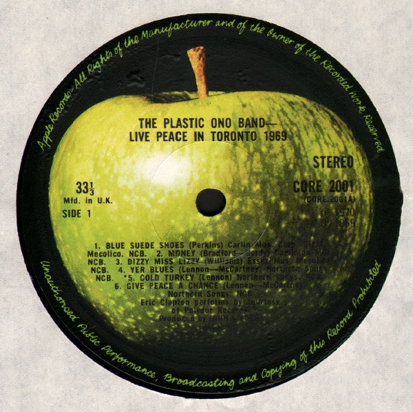 The Plastic Ono Band : Live Peace In Toronto 1969 (LP, Album)