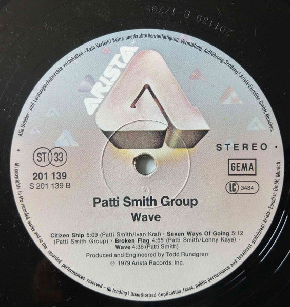 Patti Smith Group : Wave (LP, Album, RP)