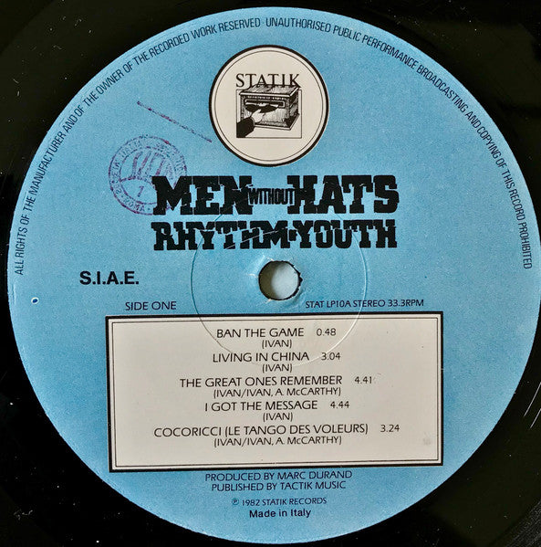Men Without Hats : Rhythm Of Youth (LP, Album)