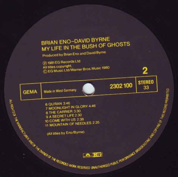 Brian Eno & David Byrne : My Life In The Bush Of Ghosts (LP, Album)
