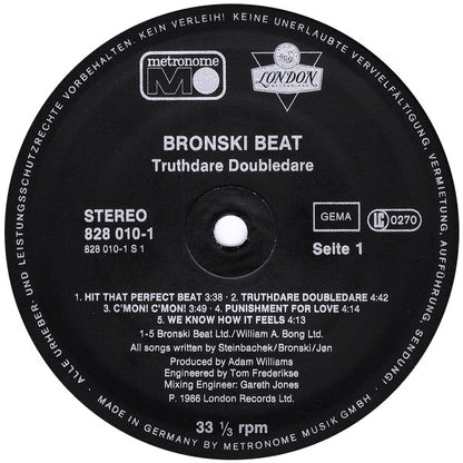 Bronski Beat : Truthdare Doubledare (LP, Album, Emb)