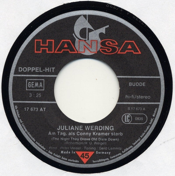 Juliane Werding : Am Tag, Als Conny Kramer Starb / Kinder Des Regenbogens (7", Single)