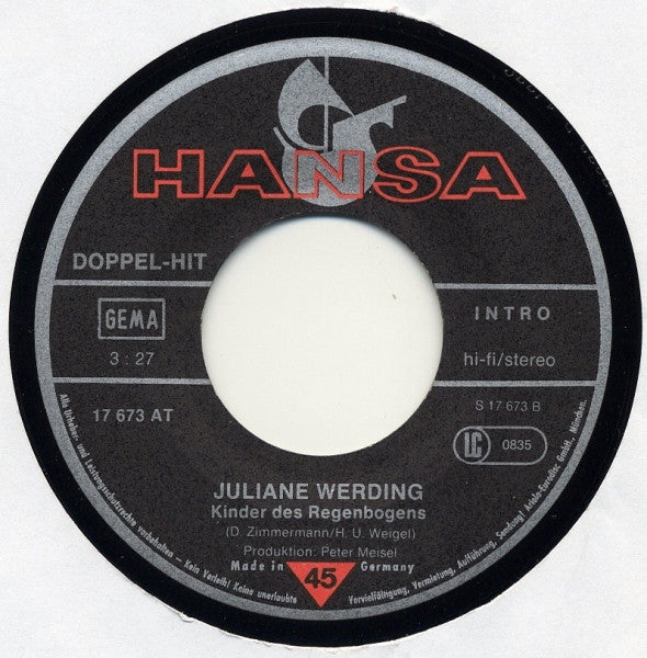 Juliane Werding : Am Tag, Als Conny Kramer Starb / Kinder Des Regenbogens (7", Single)