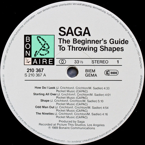 Saga (3) : The Beginner's Guide To Throwing Shapes (LP, Album)