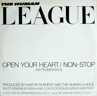 The Human League : Open Your Heart / Non-Stop (12", Single, CBS)