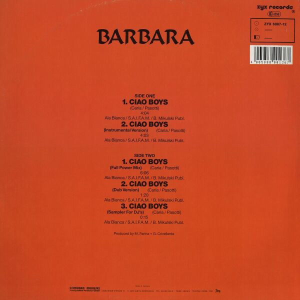 Barbara : Ciao Boys (12", Maxi)