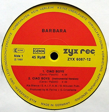 Barbara : Ciao Boys (12", Maxi)