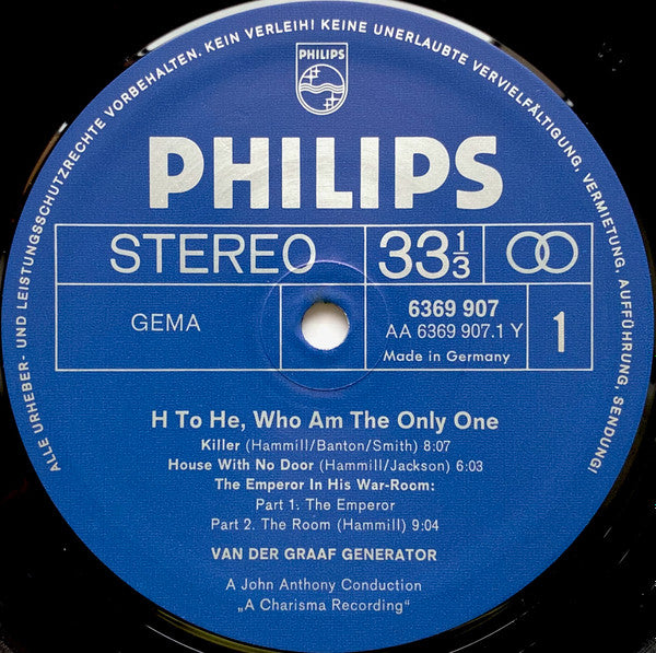 Van Der Graaf Generator : H To He Who Am The Only One (LP, Album, RE, RP, Lam)