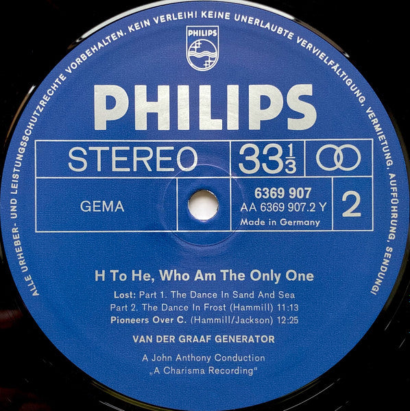 Van Der Graaf Generator : H To He Who Am The Only One (LP, Album, RE, RP, Lam)