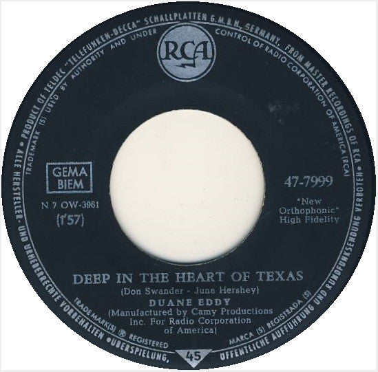 Duane Eddy : Deep In The Heart Of Texas (7", Single, Mono)