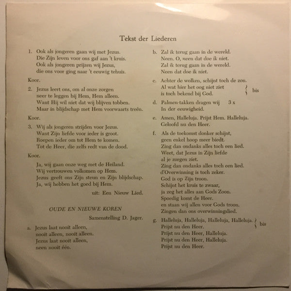 Zangensemble "Blijde Geluiden", Muntendam, Fanfarecorps “Elad” : Ook Als Jongeren, Oude En Nieuwe Gezangen, Selectie Geestelijke Liederen  (7", EP)