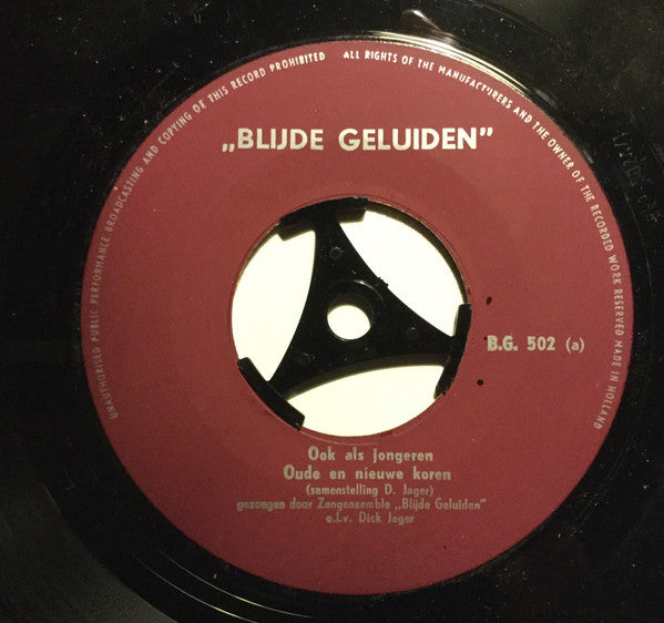 Zangensemble "Blijde Geluiden", Muntendam, Fanfarecorps “Elad” : Ook Als Jongeren, Oude En Nieuwe Gezangen, Selectie Geestelijke Liederen  (7", EP)