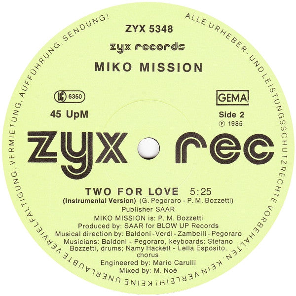 Miko Mission : Two For Love (12", Maxi)