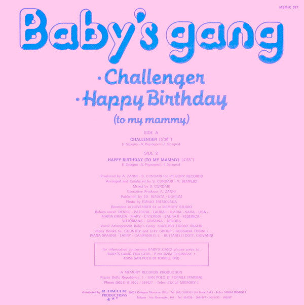 Baby's Gang : Challenger / Happy Birthday (To My Mammy) (12", Gat)