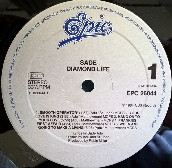 Sade : Diamond Life (LP, Album, Club, RP, Gat)