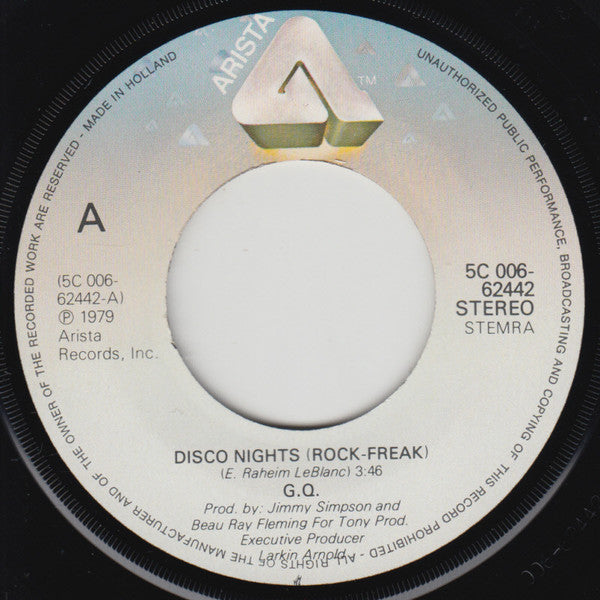 G.Q.* : Disco Nights (Rock-Freak) (7", Single)