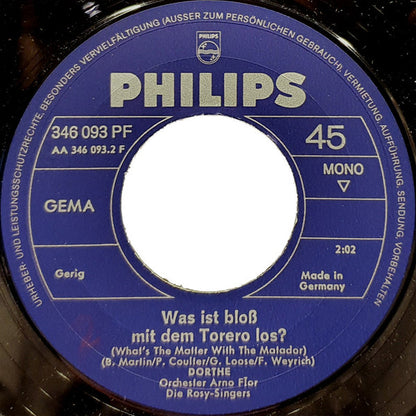 Dorthe* : Sind Sie Der Graf Von Luxemburg? / Was Ist Bloß Mit Dem Torero Los? (7", Single, Mono)