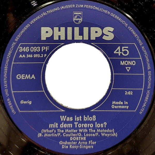Dorthe* : Sind Sie Der Graf Von Luxemburg? / Was Ist Bloß Mit Dem Torero Los? (7", Single, Mono)