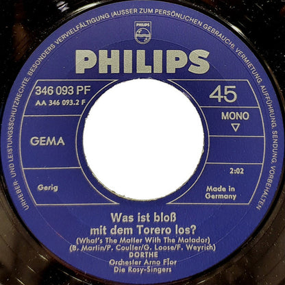 Dorthe* : Sind Sie Der Graf Von Luxemburg? / Was Ist Bloß Mit Dem Torero Los? (7", Single, Mono)