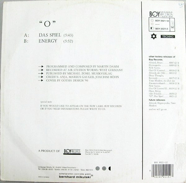 "O" : Das Spiel (12")