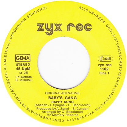 Baby's Gang : Happy Song (7", Single)