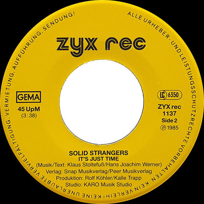 Solid Strangers : Music In The Night (7", Single)