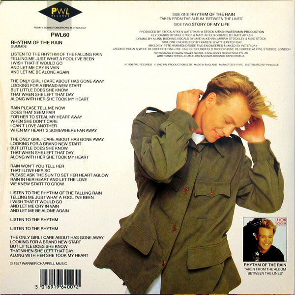 Jason Donovan : Rhythm Of The Rain (7", Single, Sil)