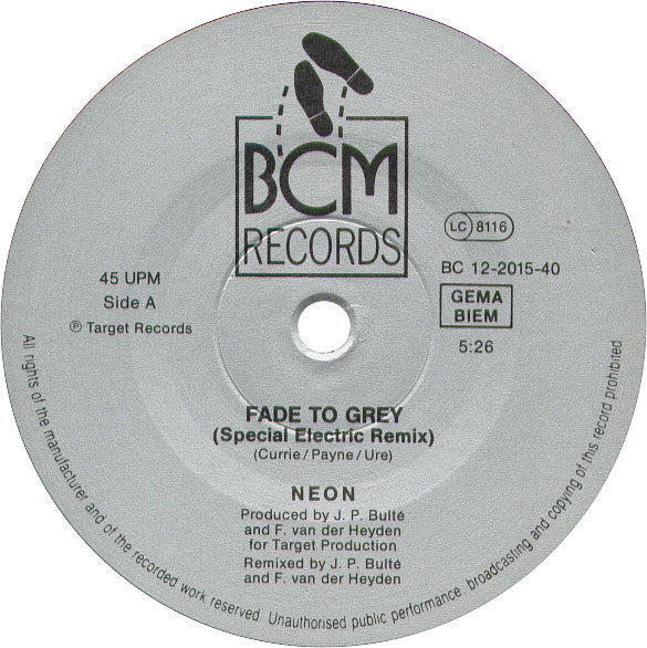 Neon : Fade To Grey (Special Electric Remix) (12")
