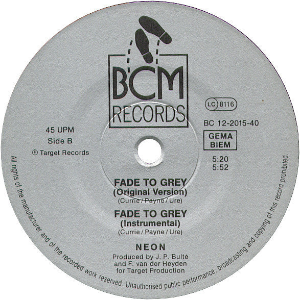 Neon : Fade To Grey (Special Electric Remix) (12")