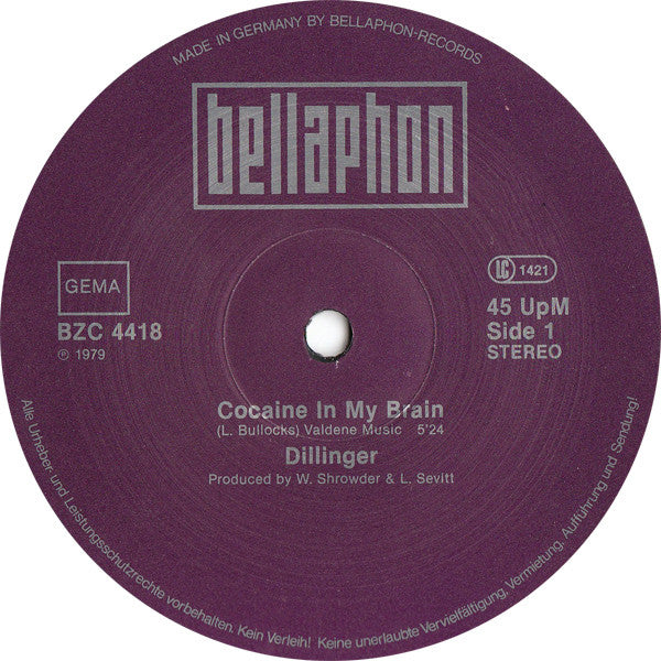 Dillinger : Cocaine In My Brain / Funky Punk (12", Maxi)