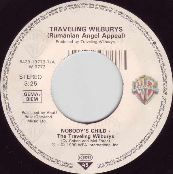 Traveling Wilburys : Nobody's Child (7", Lar)