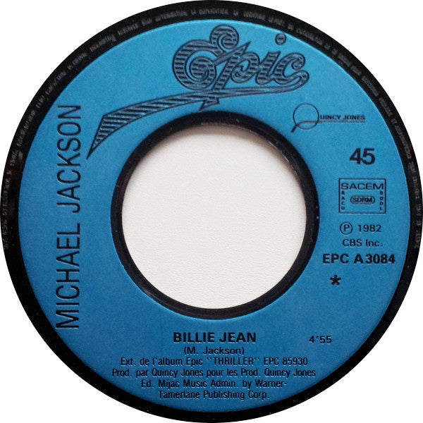 Michael Jackson : Billie Jean  (7", Single, Blu)
