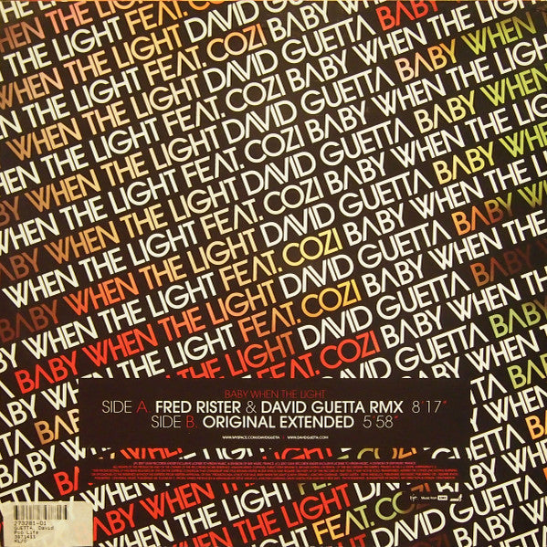 David Guetta Feat. Cozi : Baby When The Light (12", Promo)