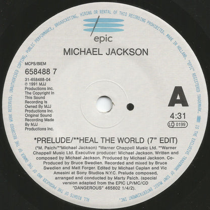 Michael Jackson : Heal The World (7", Single, S/Edition, Pos)